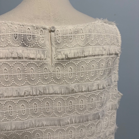 Talbots Women’s Plus Fringe Lace Sleeveless Top Blouse White Side Zip Size 14W - Picture 4 of 9